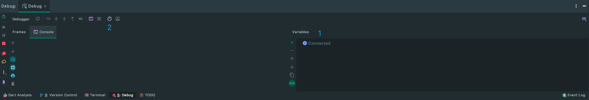 Dart Remote Debug connected